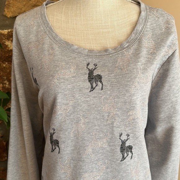 Style & Co Sport Women’s Glitter Deer Crewneck Sweatshirt Plus Size XXL Gray - Picture 10 of 10